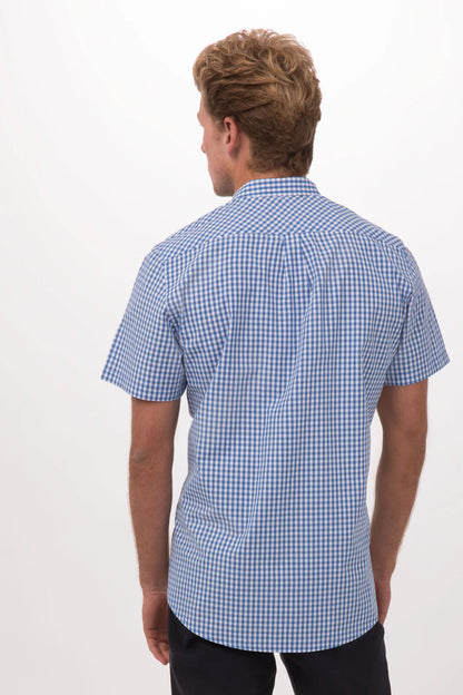 Modern Gingham Men's Short Sleeve Dress Shirt