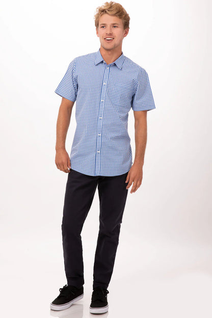 Modern Gingham Men's Short Sleeve Dress Shirt