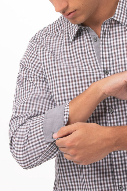 Modern Gingham Men's Long Sleeve Dress Shirt
