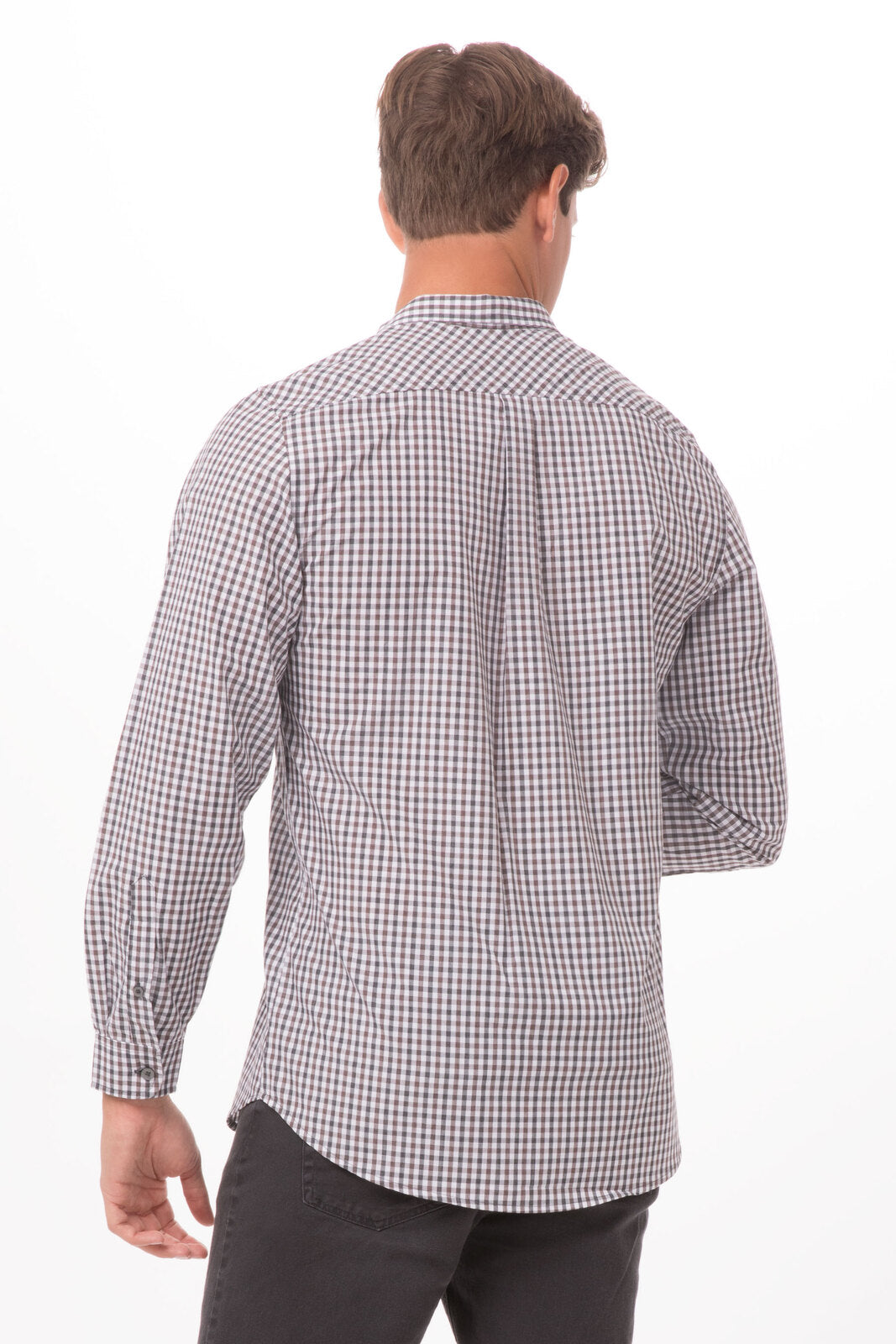 Modern Gingham Men's Long Sleeve Dress Shirt