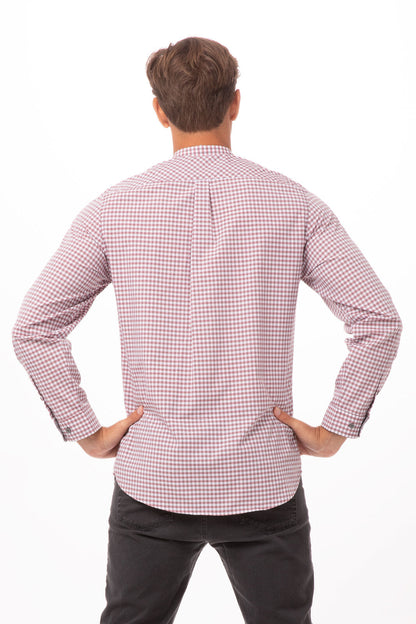 Modern Gingham Men's Long Sleeve Dress Shirt