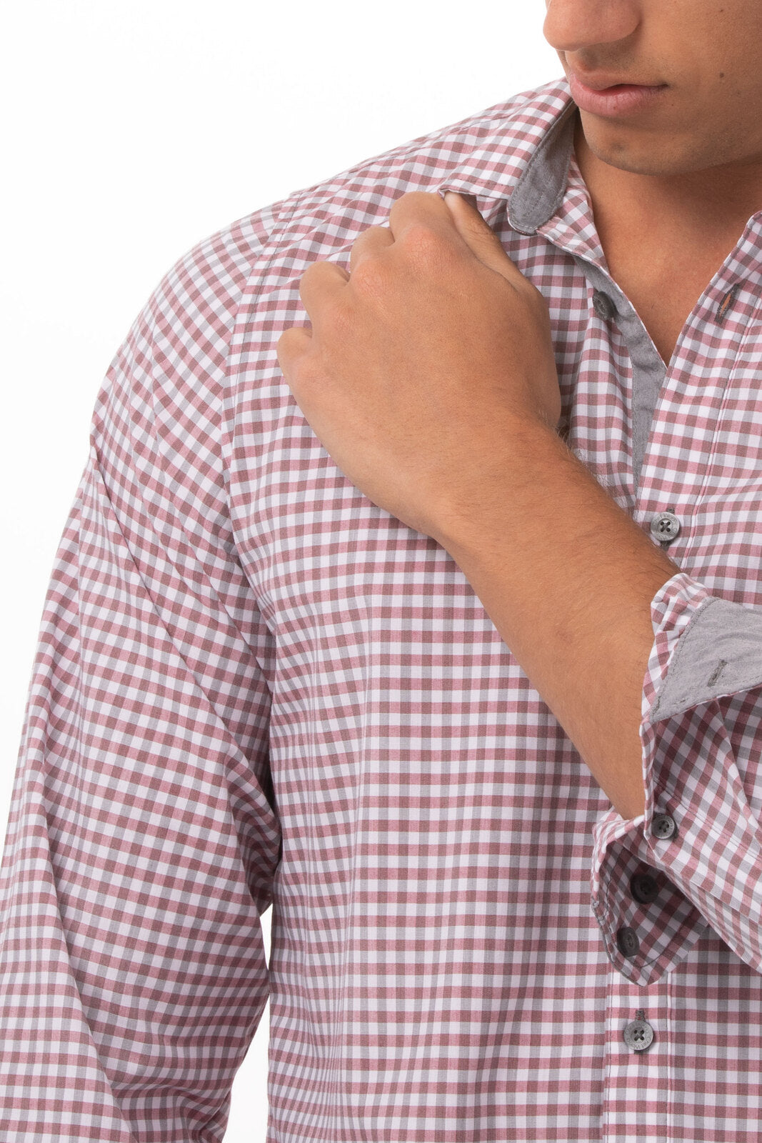 Modern Gingham Men's Long Sleeve Dress Shirt