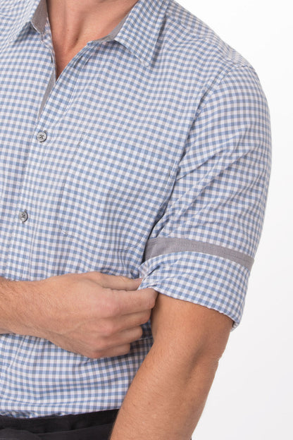 Modern Gingham Men's Long Sleeve Dress Shirt