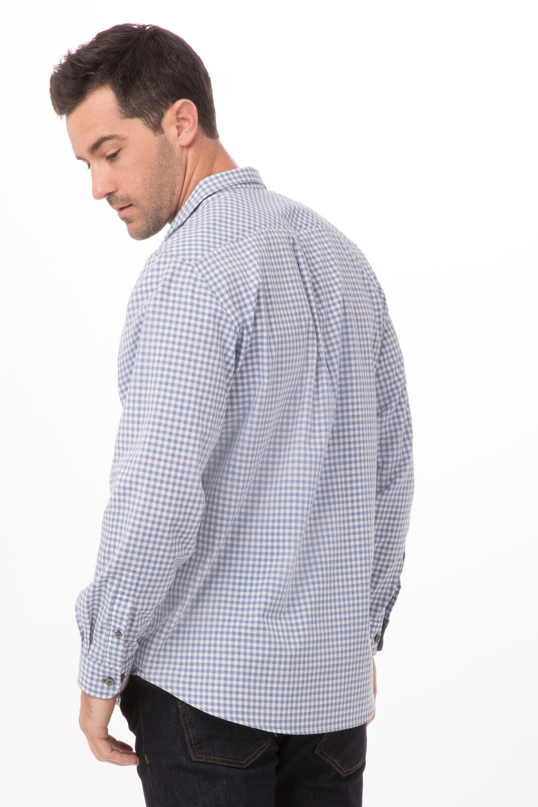 Modern Gingham Men's Long Sleeve Dress Shirt