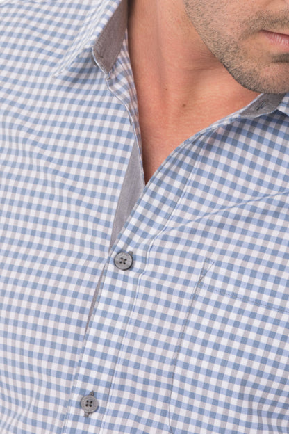 Modern Gingham Men's Long Sleeve Dress Shirt