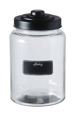 Academy Oversized Glass Jar with Matte Black Lid Clear 16x16x30cm/4100ml