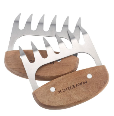 Maverick Flinders Meat Shredding Claws Natural & Stainless Steel 10.5x1.5x12.5cm