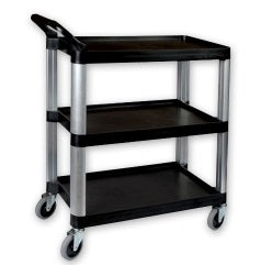 Trolley-Plastic -3 Shelf -1 Handle -Black -800X380X880Mm