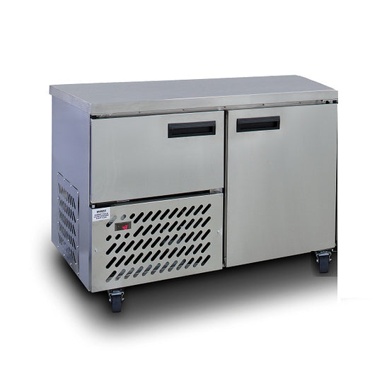 Stainless Steel Slimline Under Bar Fridge 1 1/2 Doors