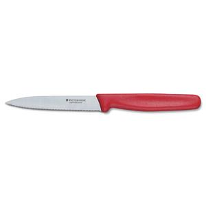Victorinox Serrated Knife 10Cm Pointed Wavy Red