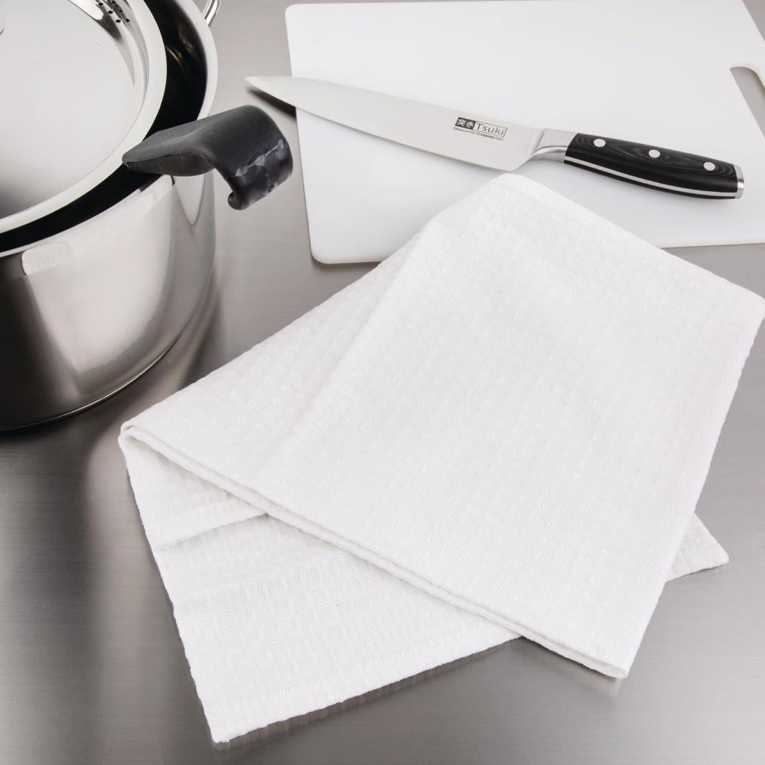Vogue Cloths White Honeycomb Weave - 762x508 mm (Pack 10)