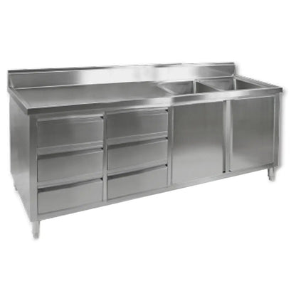 DSC-2100R-H KITCHEN TIDY CABINET WITH DOUBLE RIGHT SINKS FED