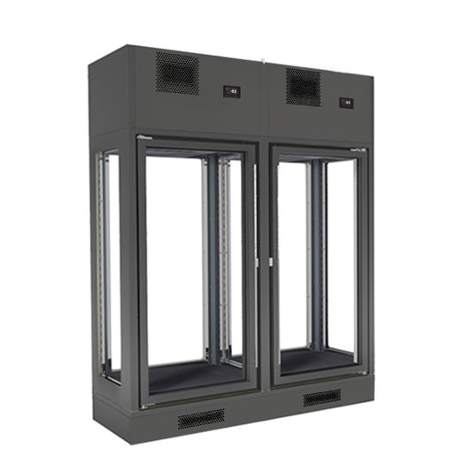 Dual Zone 2 Doors Black Wall-Mounted Wine Cellar FWC-2302-2WB