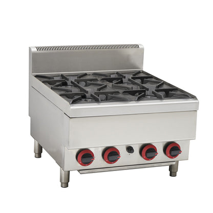 GASMAX Benchtop LPG 4 Burner Cooktop w/ Splashback - JUS-TR-4BLPG FED