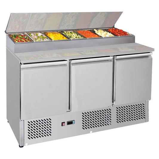 2NDs: Thermaster Three Door Compact Salad Prep Top - GNS1300D-VIC873