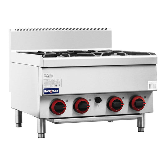 Gasmax Benchtop Natural Gas 4 Burner Cooktop w/ Splashback - JUS-TR-4B FED