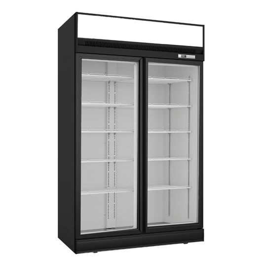 Black Upright Double Glass Door Freezer LG-1006DF