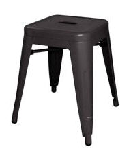 Low Black Powder Coated Metal  Bistro Stool -46Cm/18"