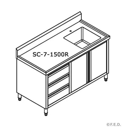 SC-7-1500R-H CABINET WITH RIGHT SINK FED
