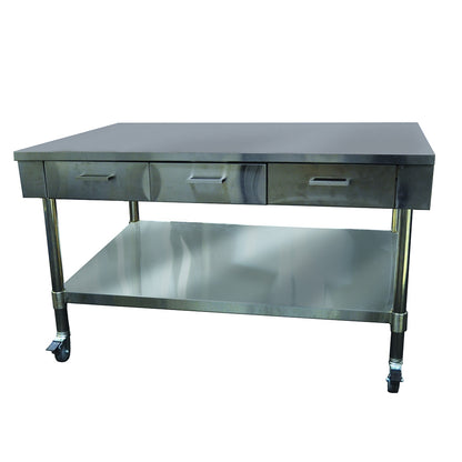 Work Bench with Drawers and Under Shelf - Wheels