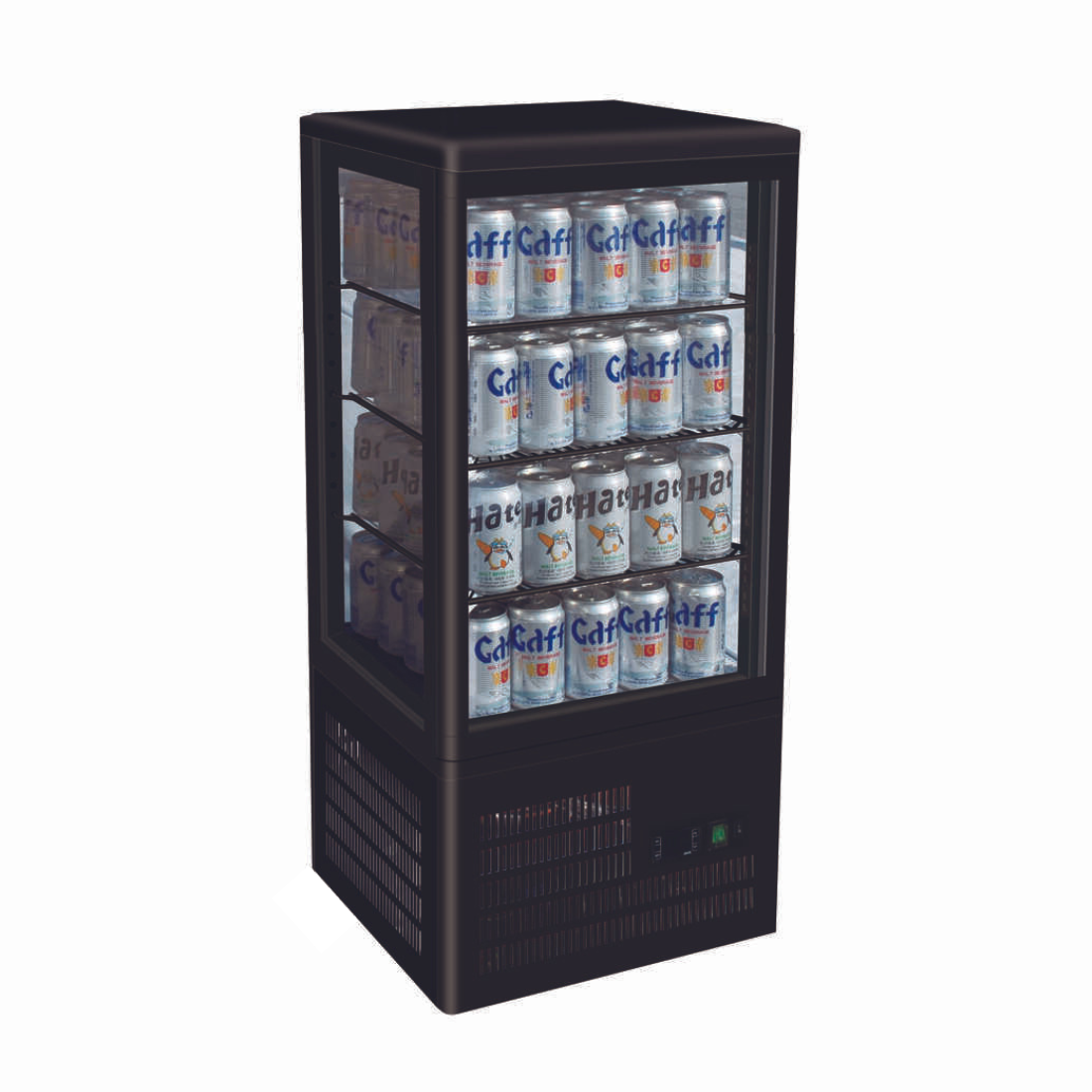 2NDs: Thermaster Four-Sided Countertop Beverage Display Fridge Black - TCBD78B-SA10-Feb FED