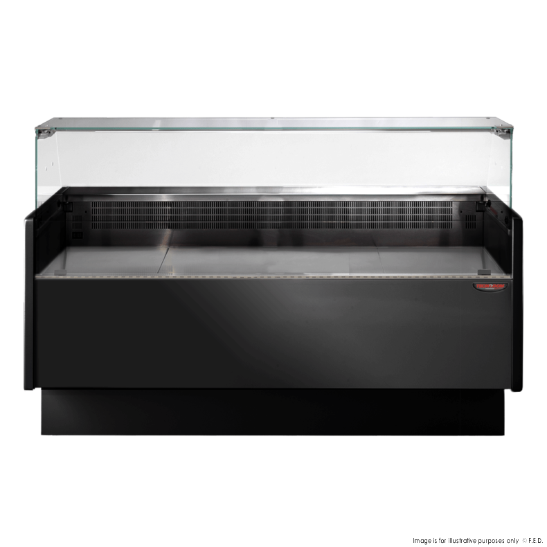 Tecnodom Serie Black Wide Deli Display with Storage and Castors