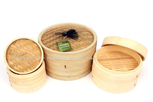 Bamboo Steamer Set -200Mm -3 Piece