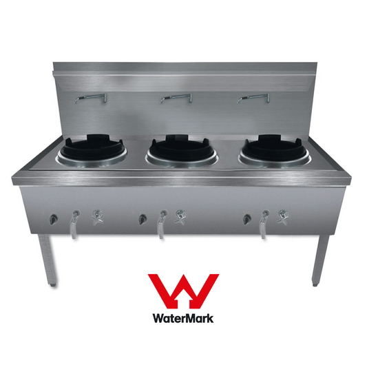 Gasmax Stainless Steel Waterless LPG Gas Triple Wok - WW-3L FED