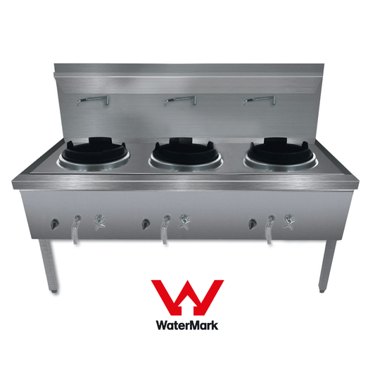 Ex-Showroom: Gasmax Stainless Steel Waterless LPG Gas Triple Wok - WW-3L-SA8-Jul FED
