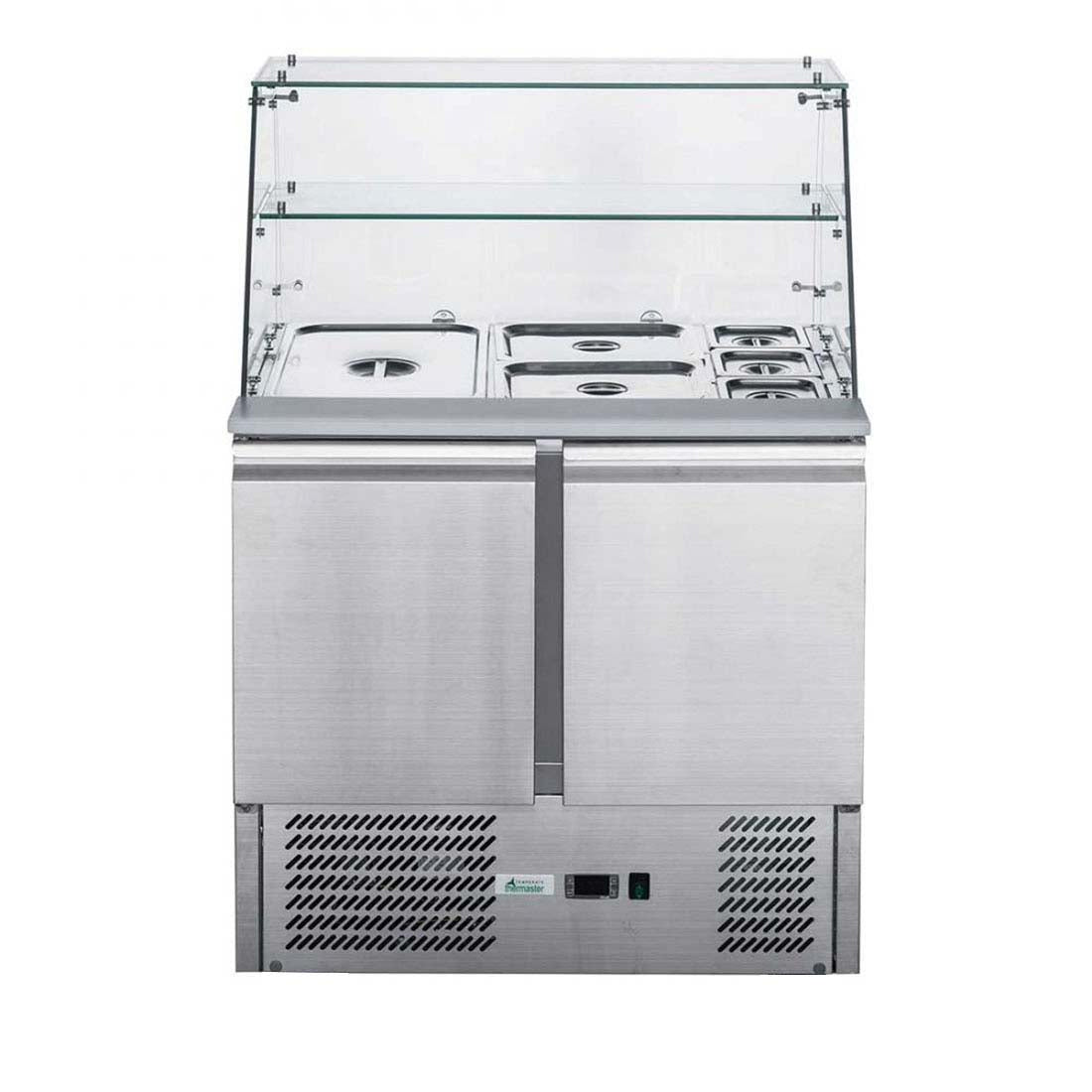 Two Door Salad Prep Fridge with Glass Top - XS900GC