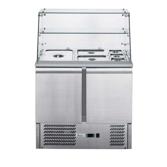 Two Door Salad Prep Fridge with Glass Top - XS900GC