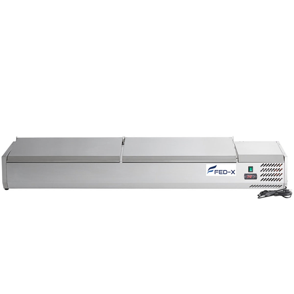FED-X Salad Bench with Stainless Steel Lids – Commercial Salad Prep Refrigeration Unit