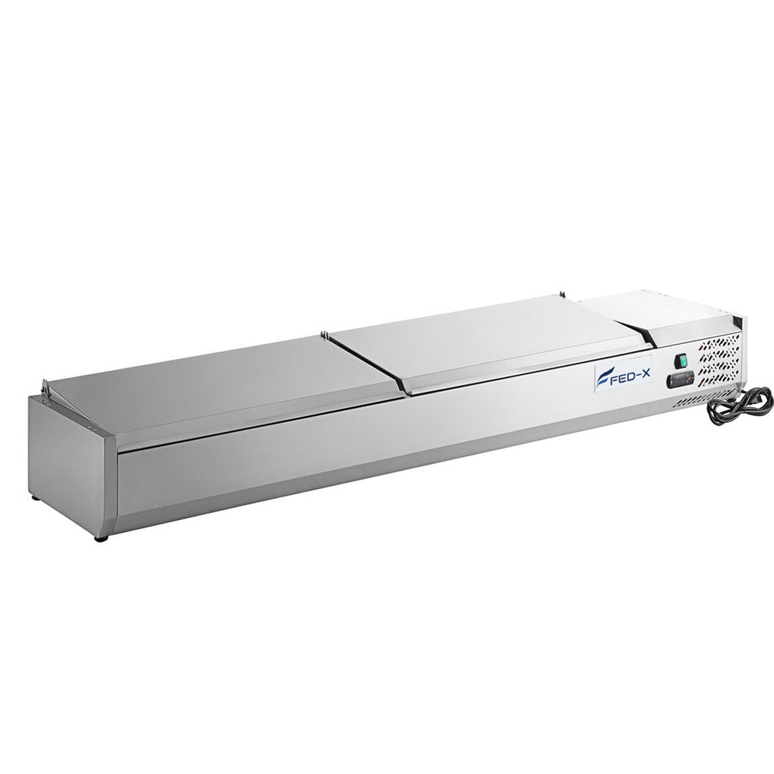 FED-X Salad Bench with Stainless Steel Lids – Commercial Salad Prep Refrigeration Unit